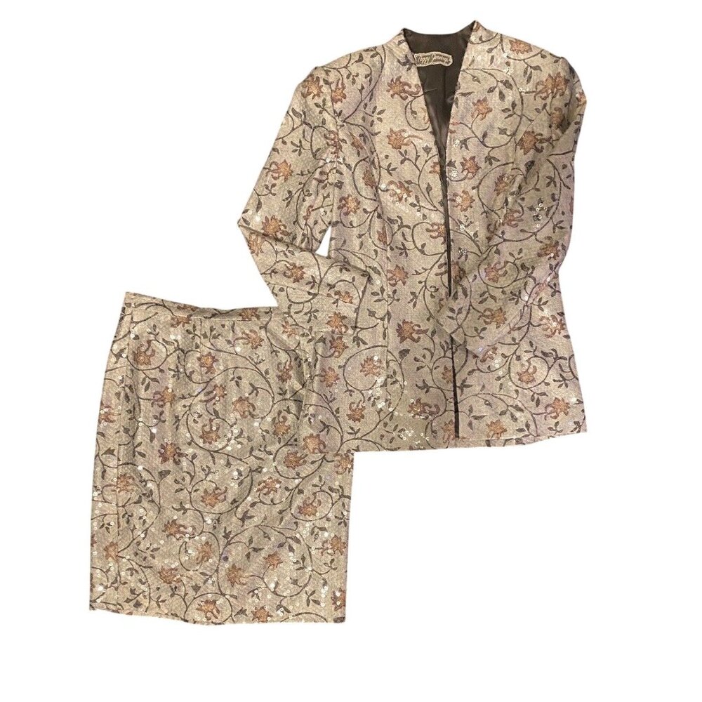 $5000 New Peggy Jennings 10 12 Bespoke Skirt Suit Silk Formal Custom Couture VTG